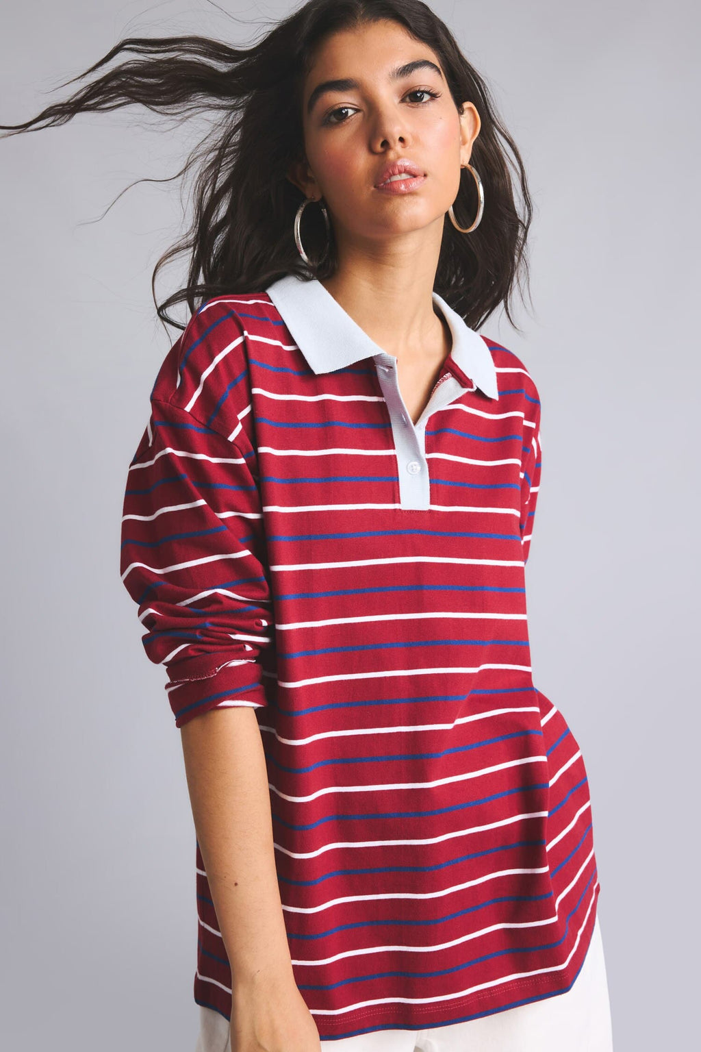 Loose Fit Polo Neck Sweatshirt