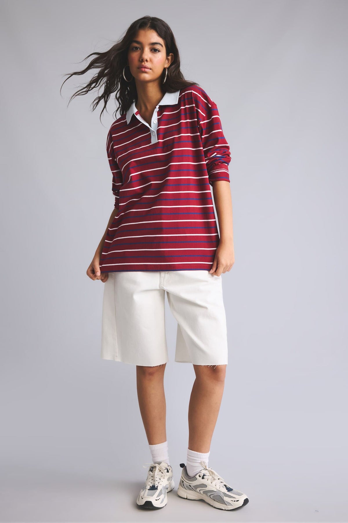 Loose Fit Polo Neck Sweatshirt