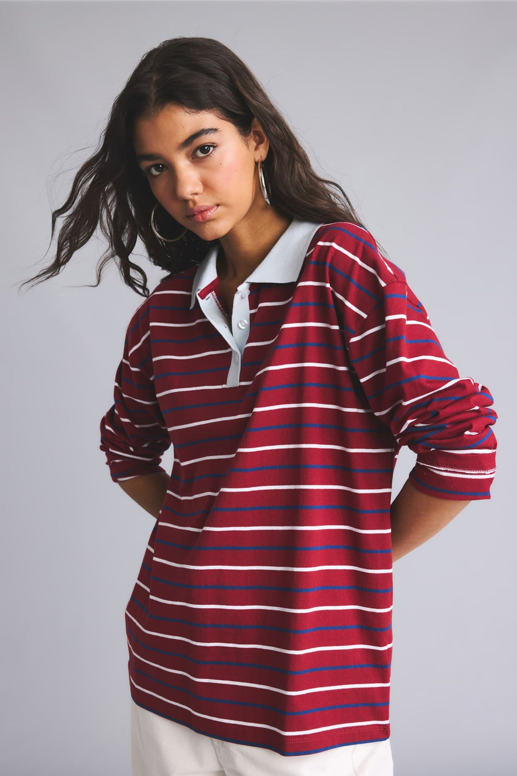 Loose Fit Polo Neck Sweatshirt