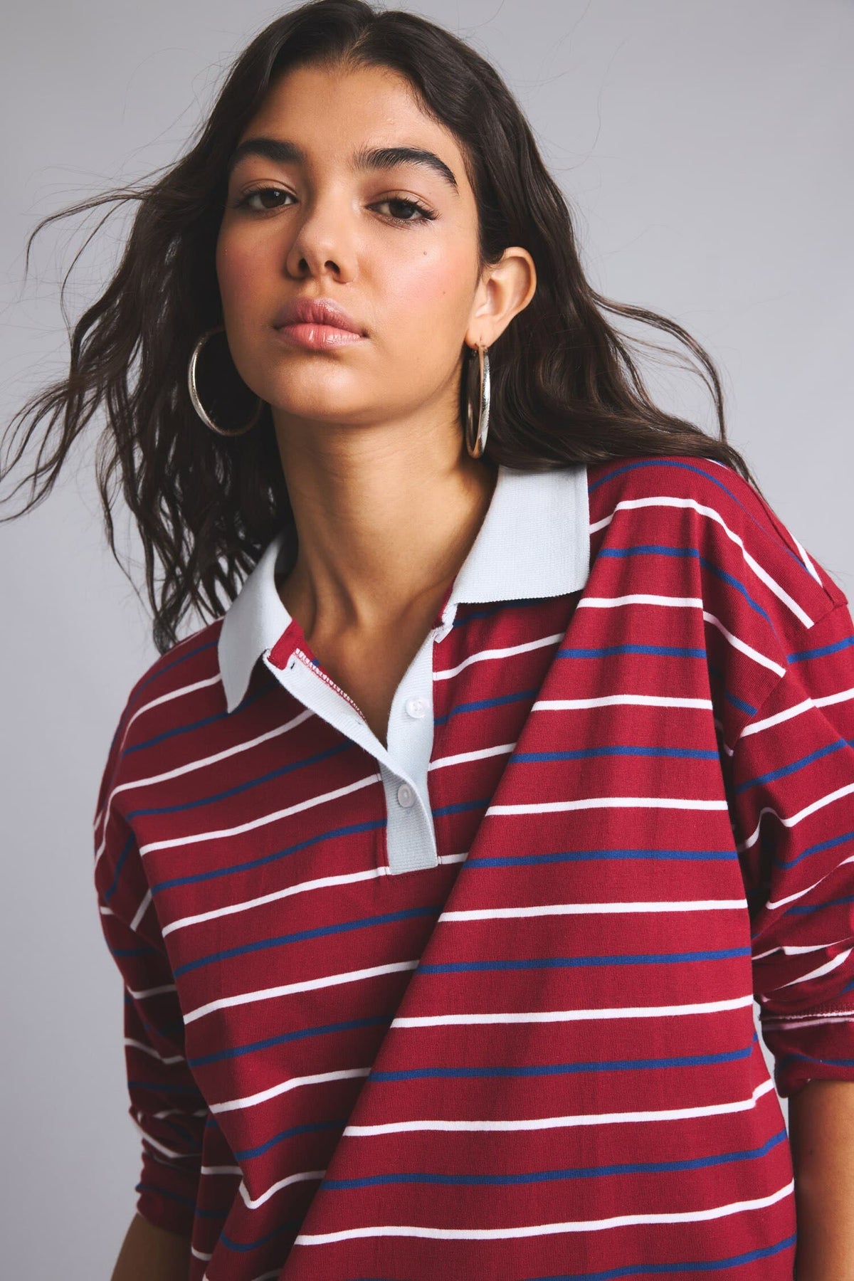 Loose Fit Polo Neck Sweatshirt