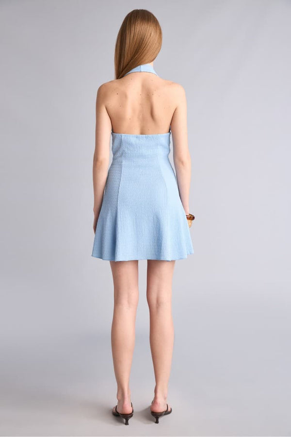 Halter Neck Crinkled Sleeveless Wedding Dress