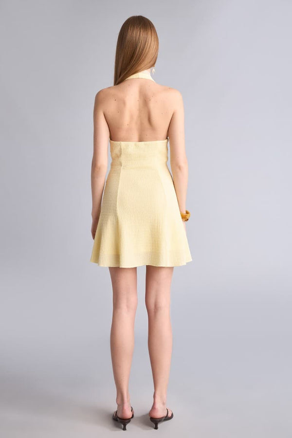 Halter Neck Crinkled Sleeveless Wedding Dress