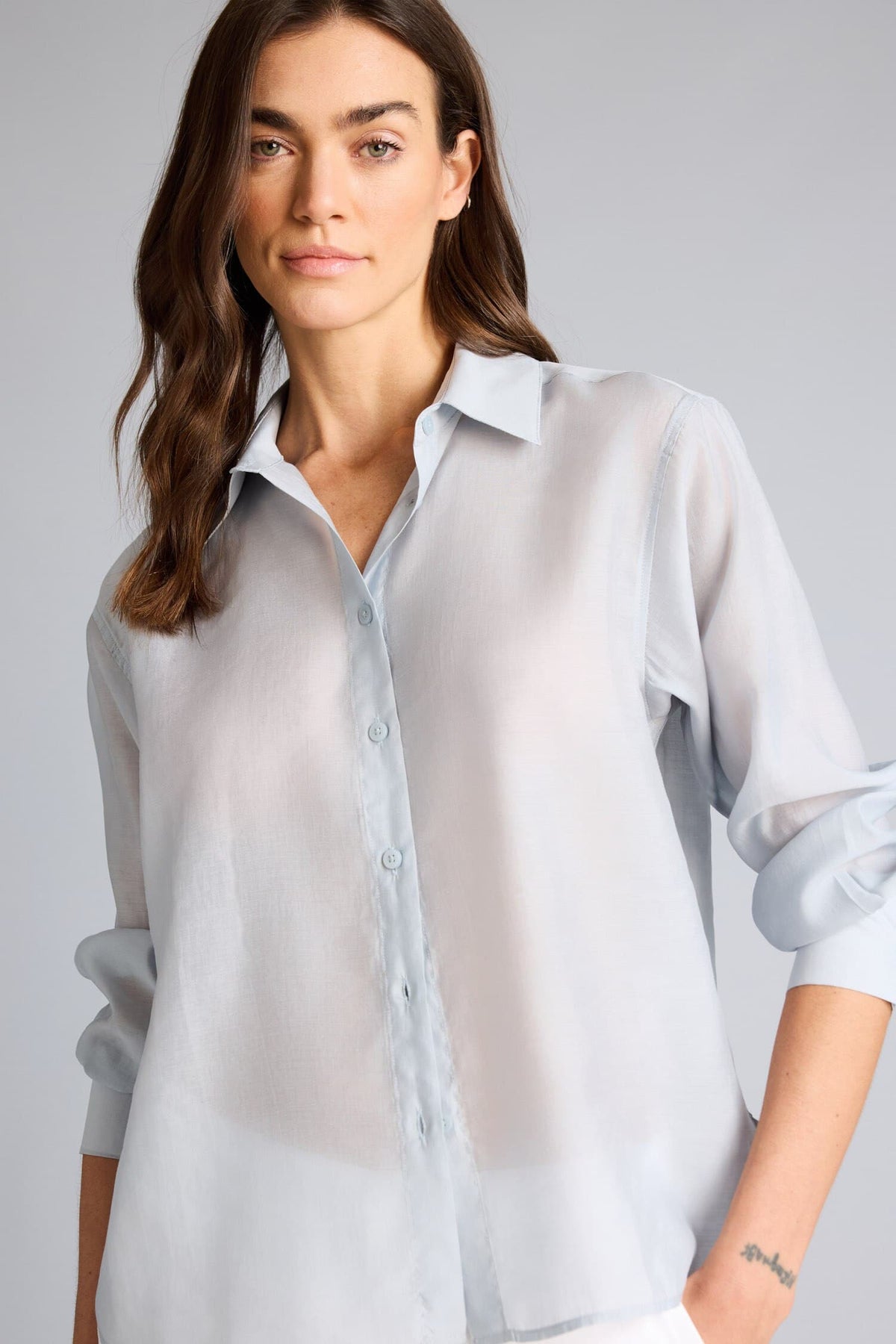 Overless Shirt Collar Modal Long Sleeve Shirt