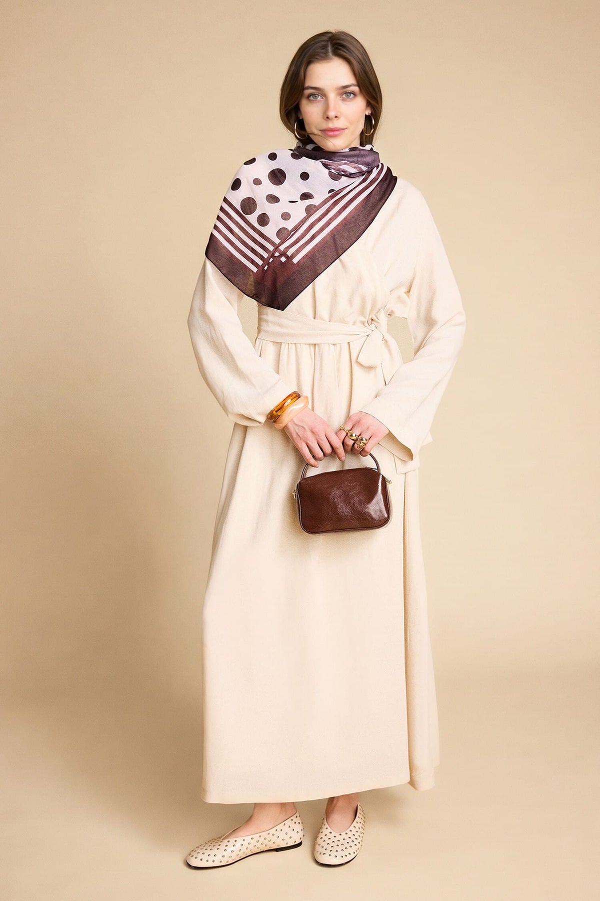 Linen Blend Belted Maxi Dress Main image
