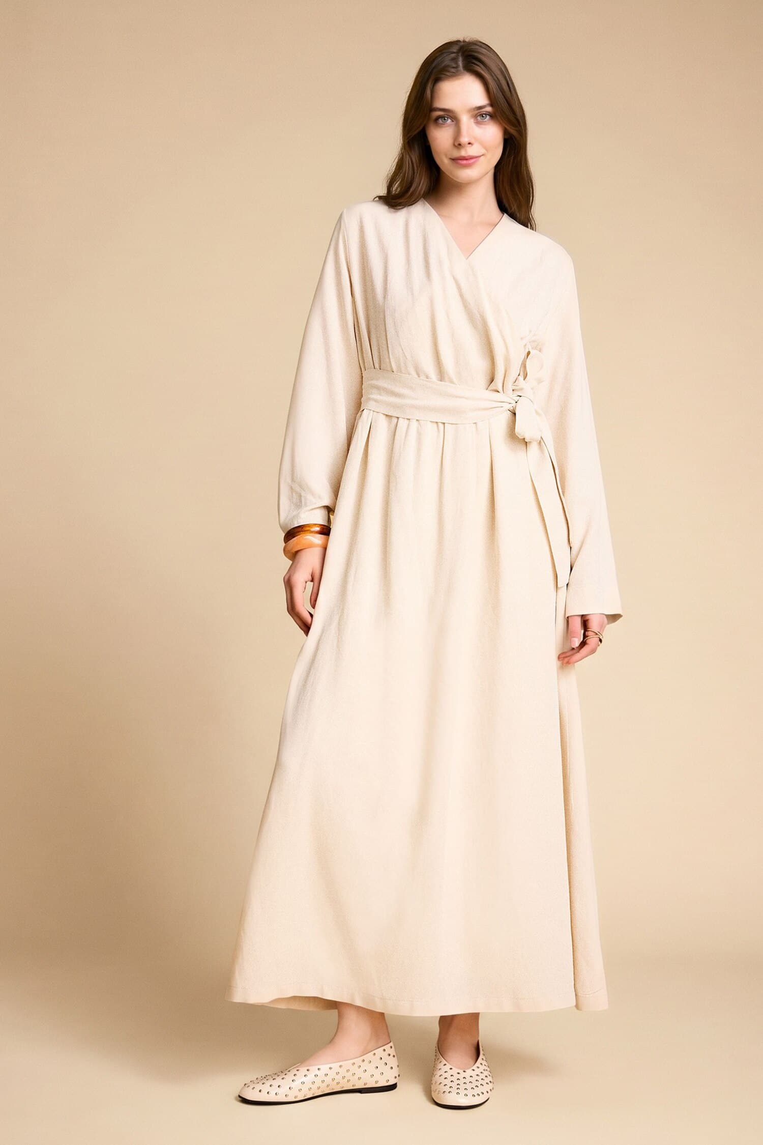 Linen Blend Belted Maxi Dress Secondary image