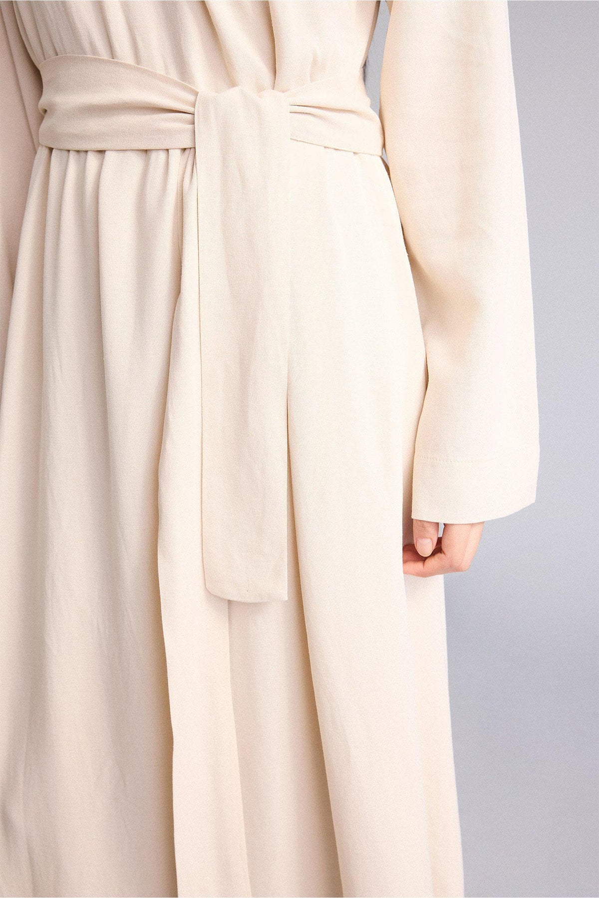Linen Blend Belted Maxi Dress