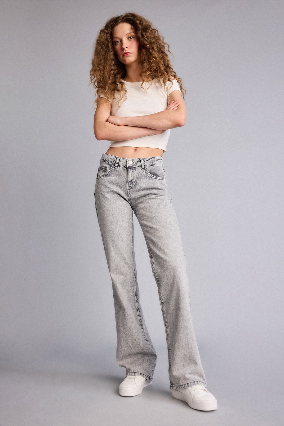 Bootcut Low Waist Long Jean Wash Trousers