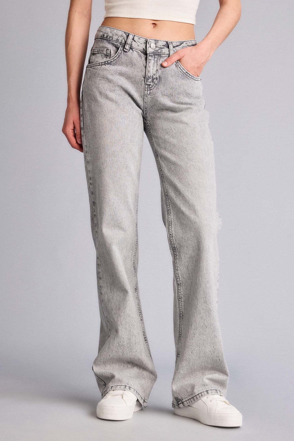 Bootcut Low Waist Long Jean Wash Trousers