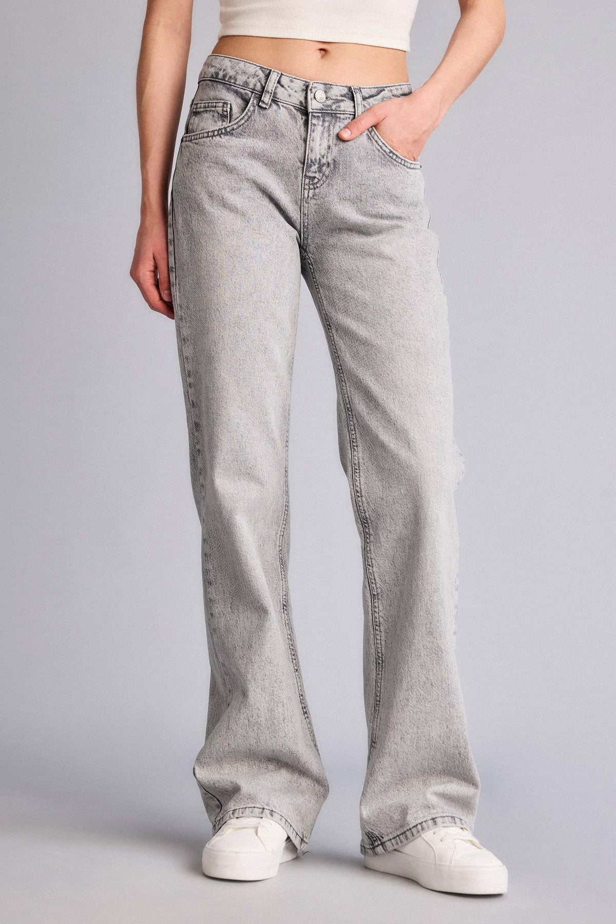 Bootcut Low Waist Long Jean Wash Trousers
