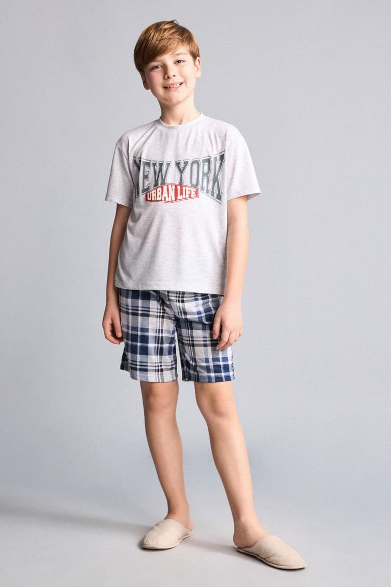 Regular Fit Patterned 2-Piece Pajama Set Boy