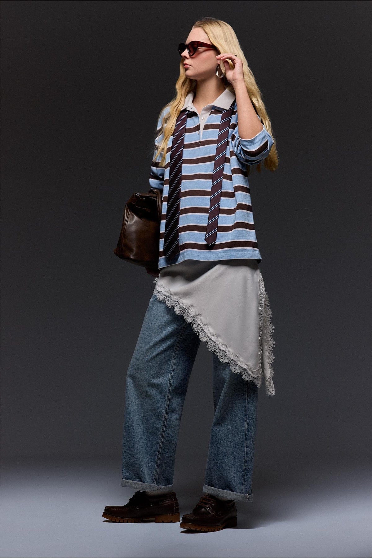 Asymmetrical Regular Waist Satin Mini Skirt Main image