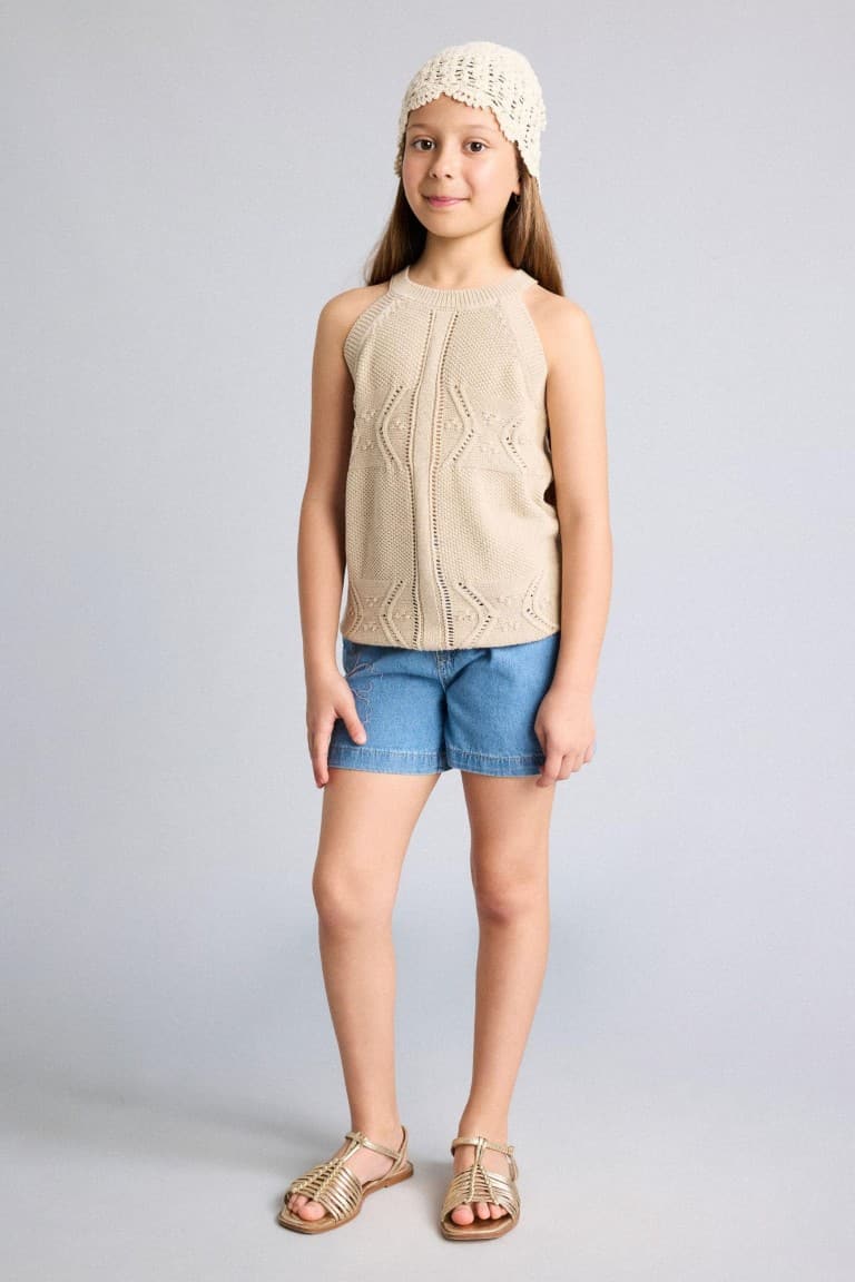 100% Cotton Openwork Beige Undershirt Girl Secondary image