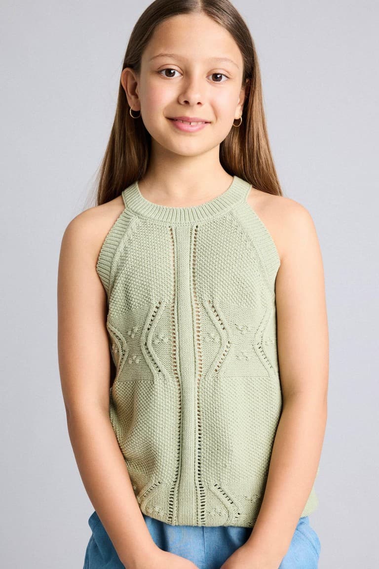 100% Cotton Openwork Beige Undershirt Girl