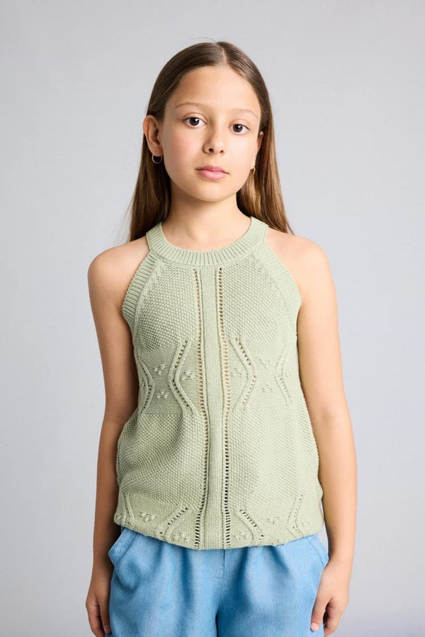 100% Cotton Openwork Beige Undershirt Girl