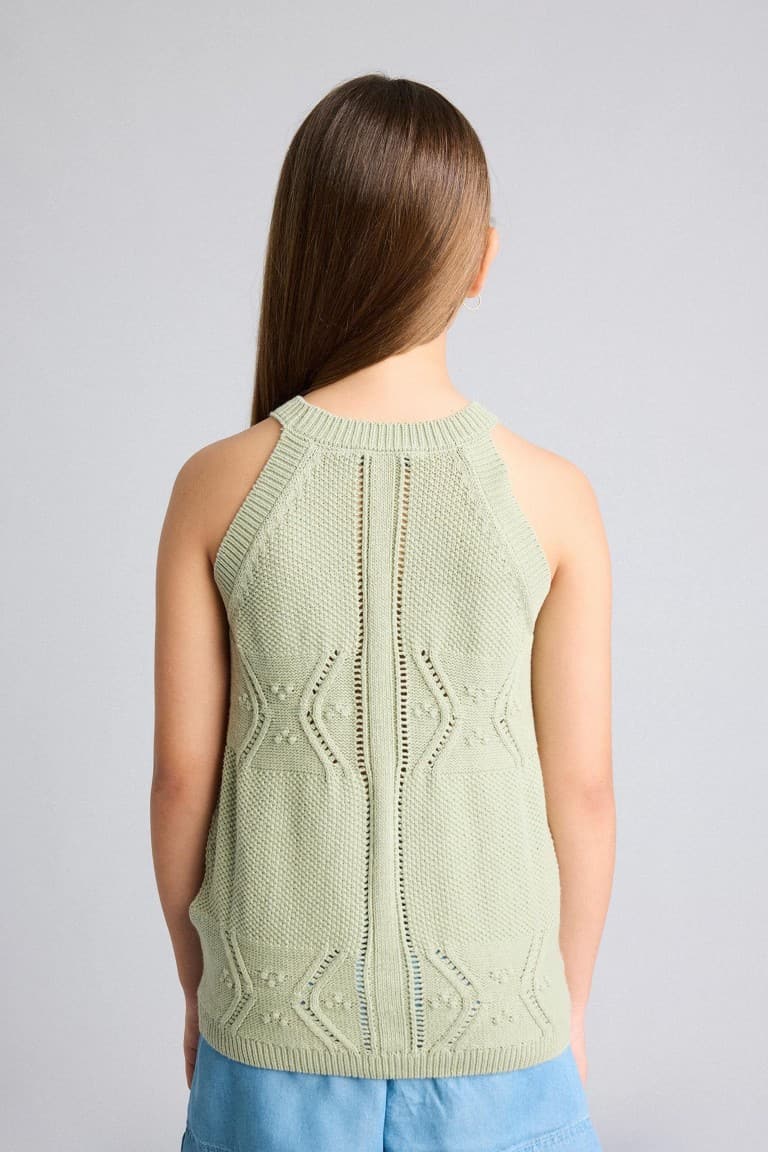 100% Cotton Openwork Beige Undershirt Girl