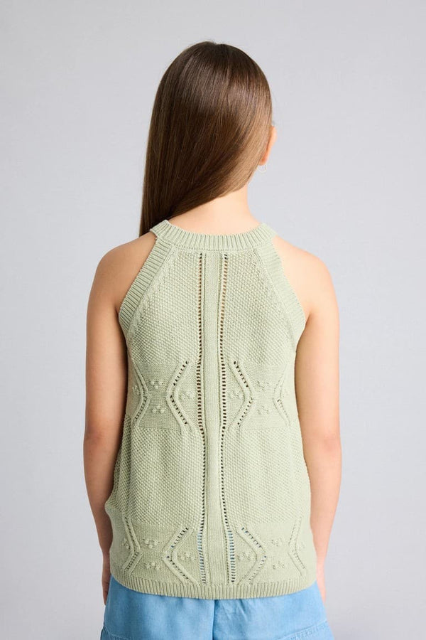 100% Cotton Openwork Beige Undershirt Girl
