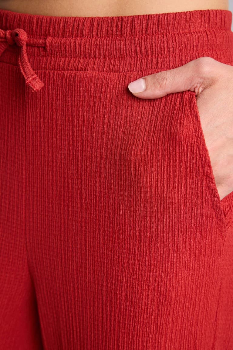 Wide Leg Crinkled Textured Trousers