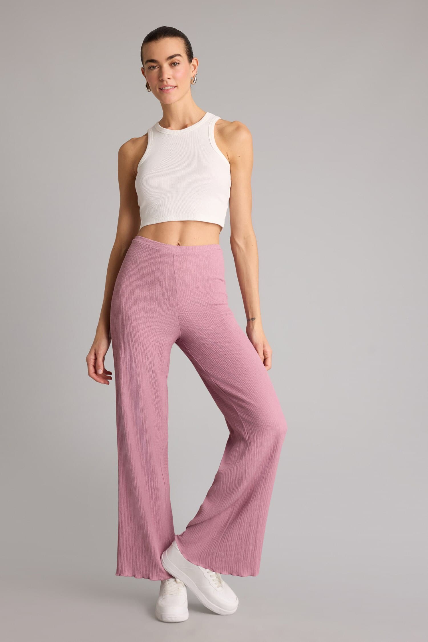 Wide Leg Crinkled Textured Trousers Secondary image