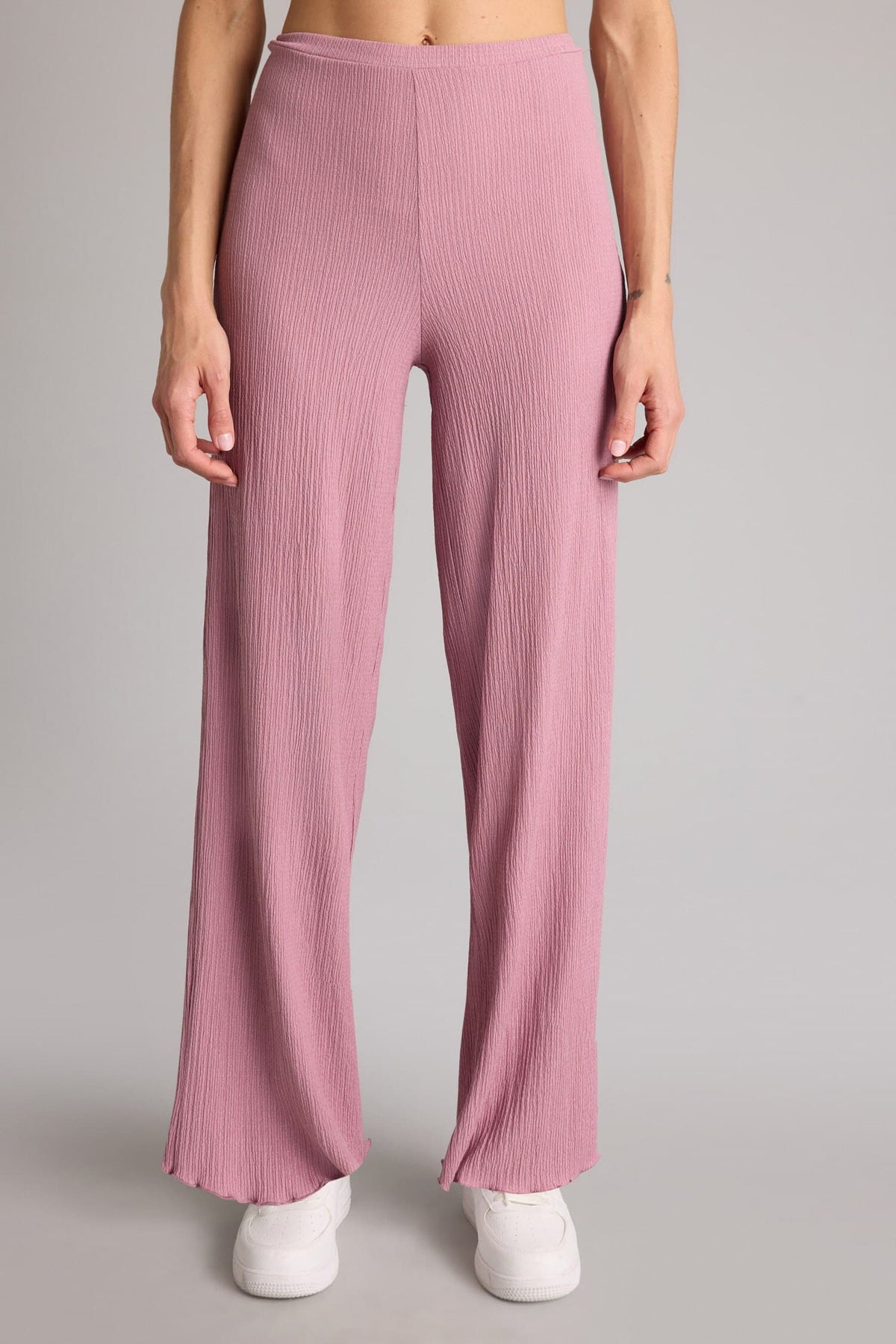 Wide Leg Crinkled Textured Trousers