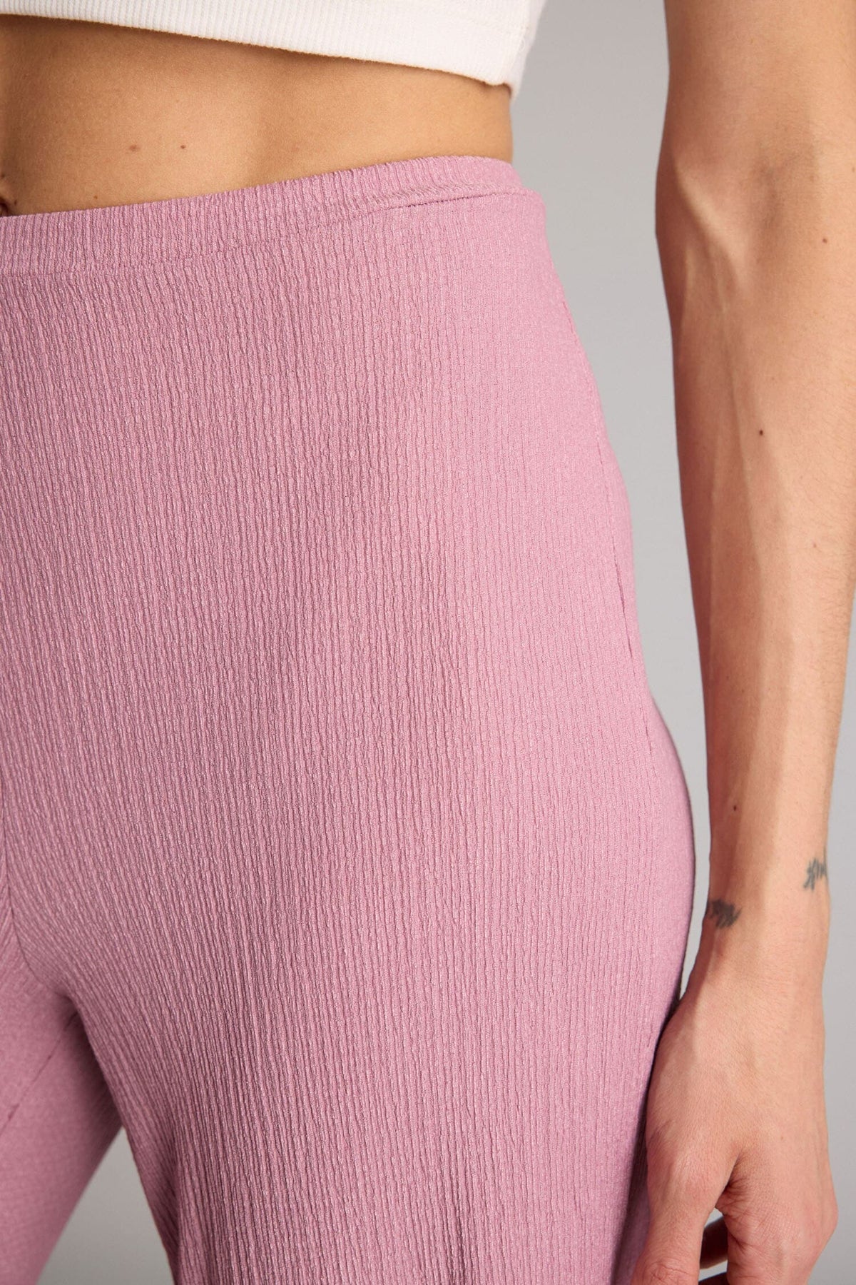 Wide Leg Crinkled Textured Trousers