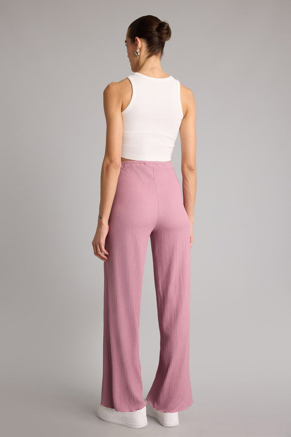 Wide Leg Crinkled Textured Trousers