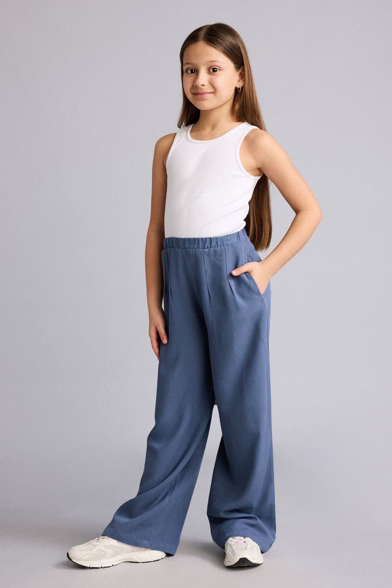 Wide Leg Wide Leg Linen Blend Trousers Girl Secondary image