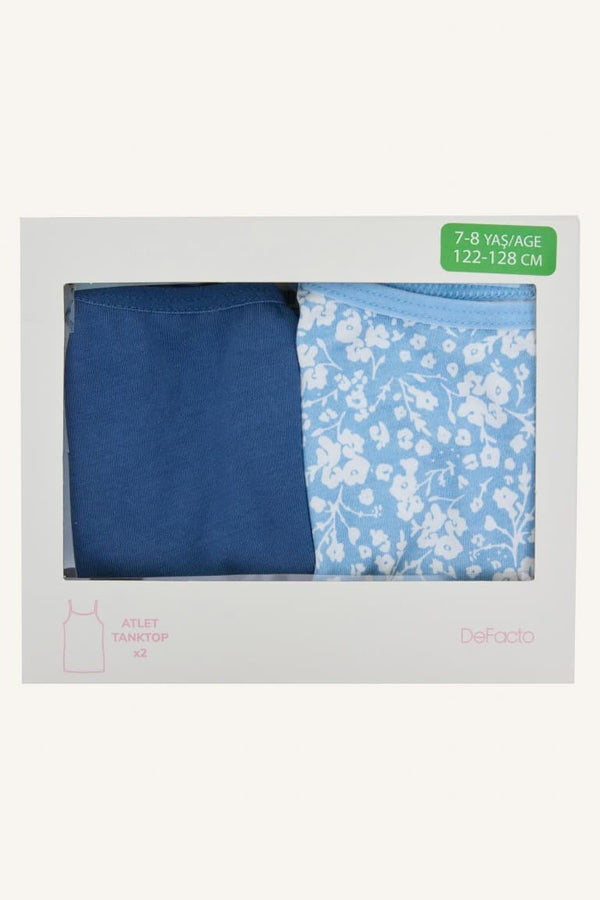 100% Cotton Heart Patterned 2-Pack Undershirt Girl