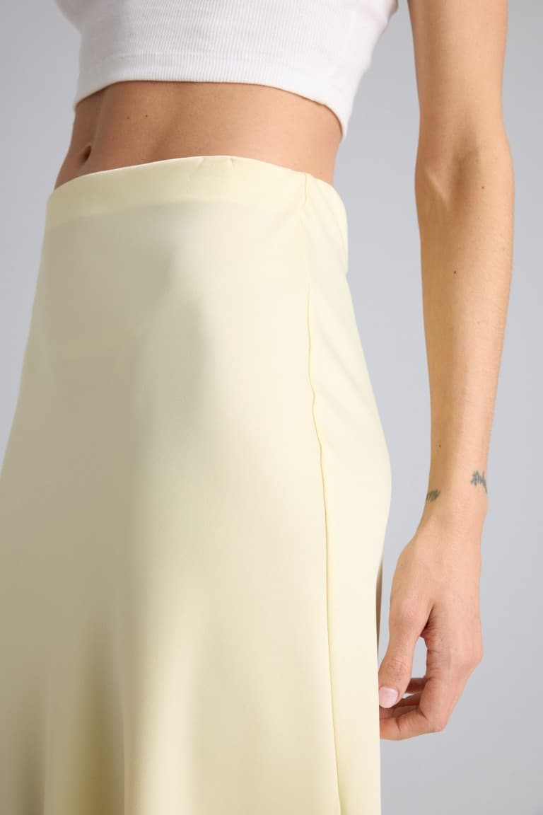 A Line Regular Waist Satin Skirt