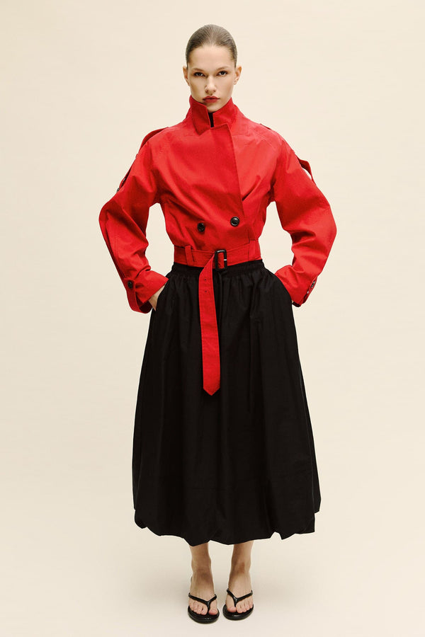 Balloon Fit Regular Waist Poplin Skirt