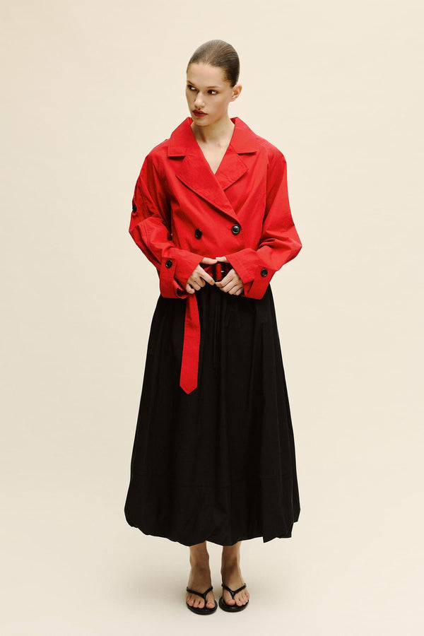 Balloon Fit Regular Waist Poplin Skirt