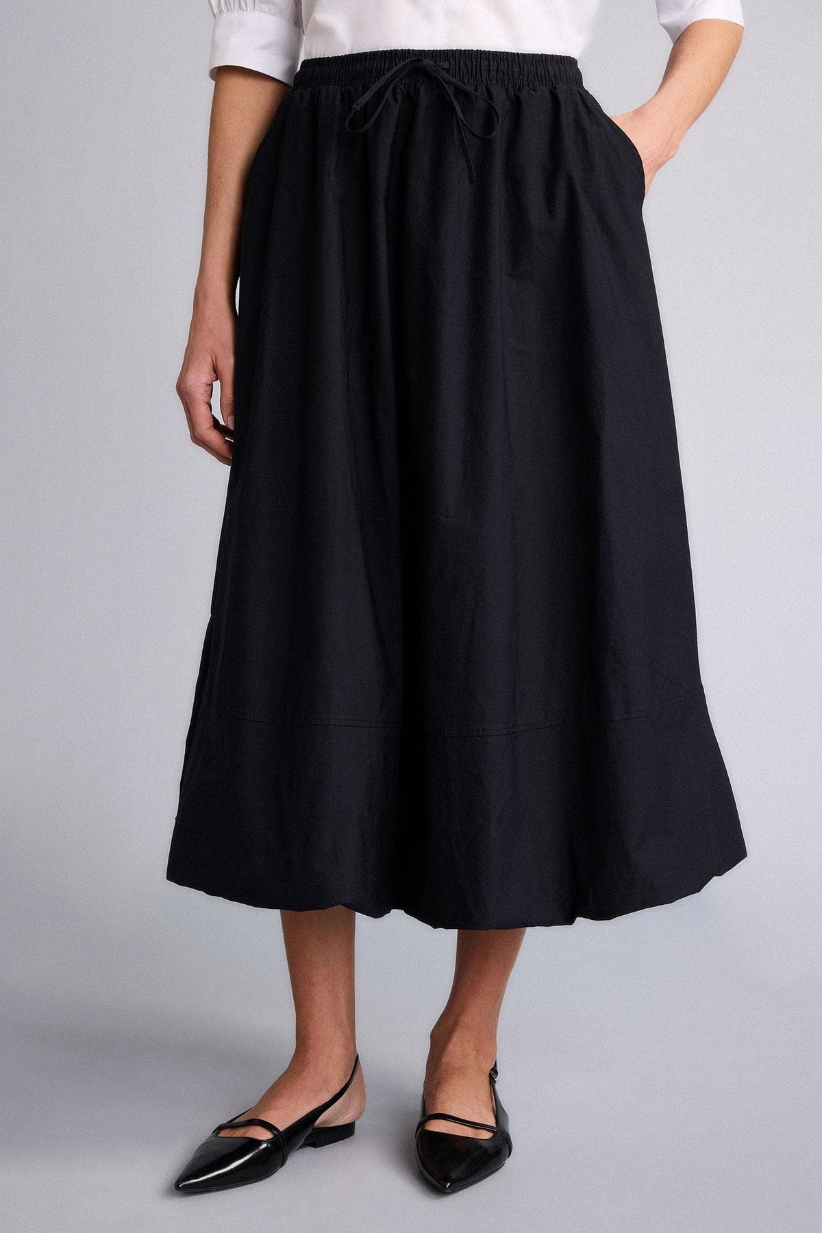 Balloon Fit Regular Waist Poplin Skirt