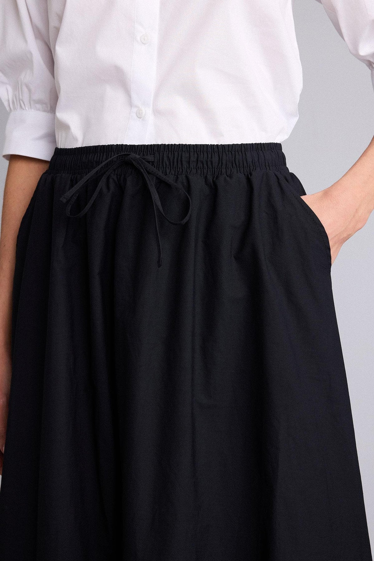 Balloon Fit Regular Waist Poplin Skirt