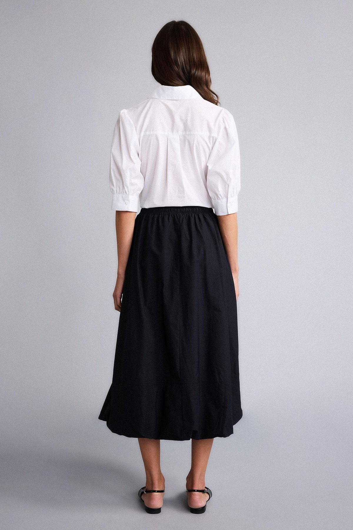 Balloon Fit Regular Waist Poplin Skirt