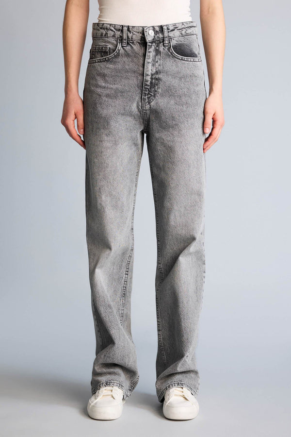 100% Cotton Shiny Fit High Waist Long Jean Wash Trousers