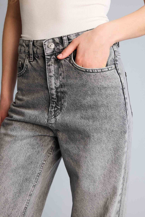 100% Cotton Shiny Fit High Waist Long Jean Wash Trousers