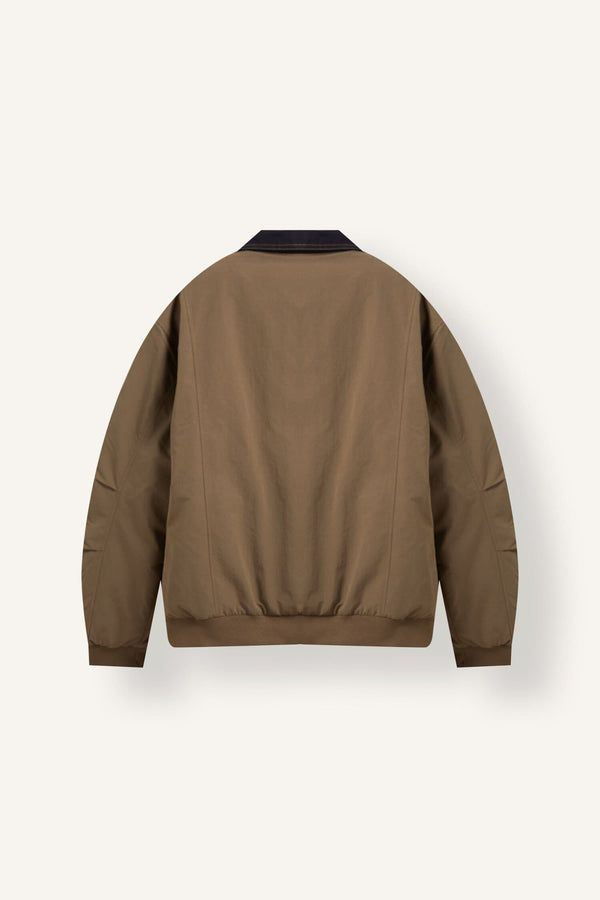 Contrast Collar Regular Fit Zippered Coat
