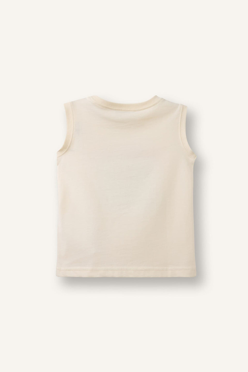 100% Cotton Crew Neck Palm Printed Ecru Undershirt Baby Boy