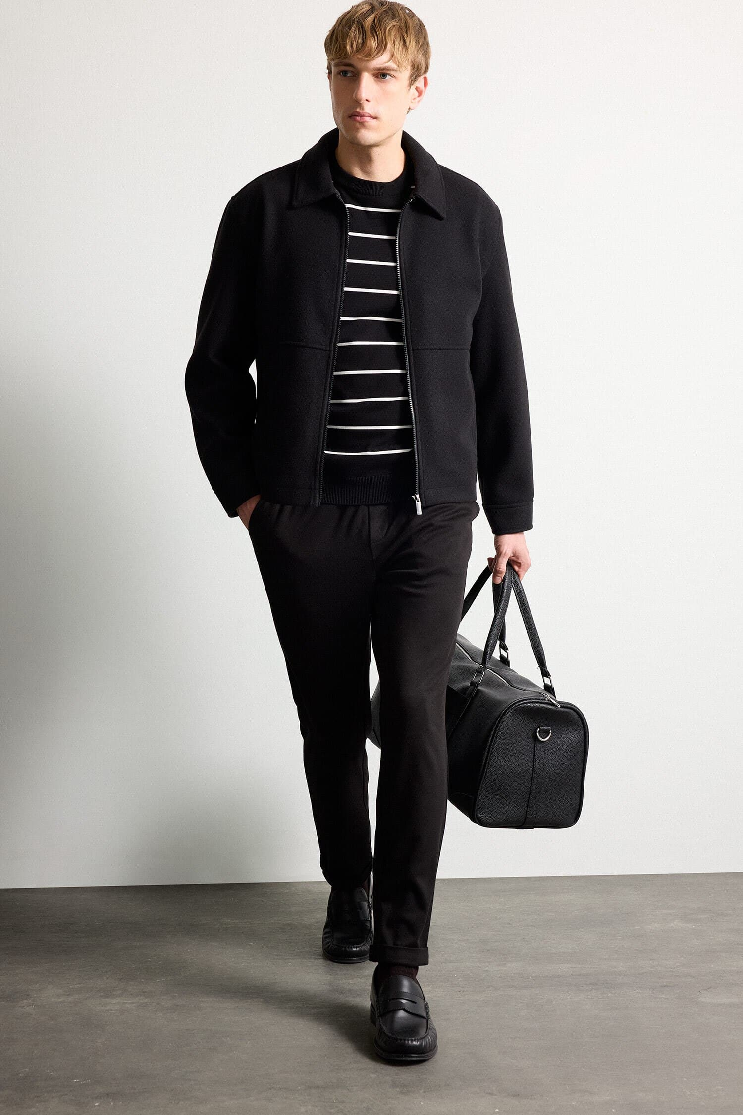 Regular Fit Polo Collar Lined Zippered Cachet Coat Secondary image