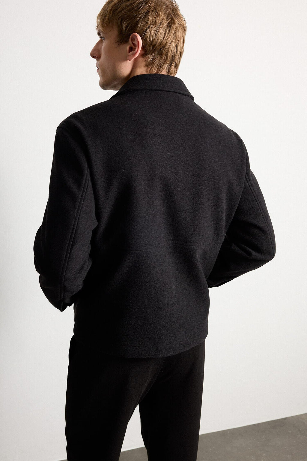 Regular Fit Polo Collar Lined Zippered Cachet Coat