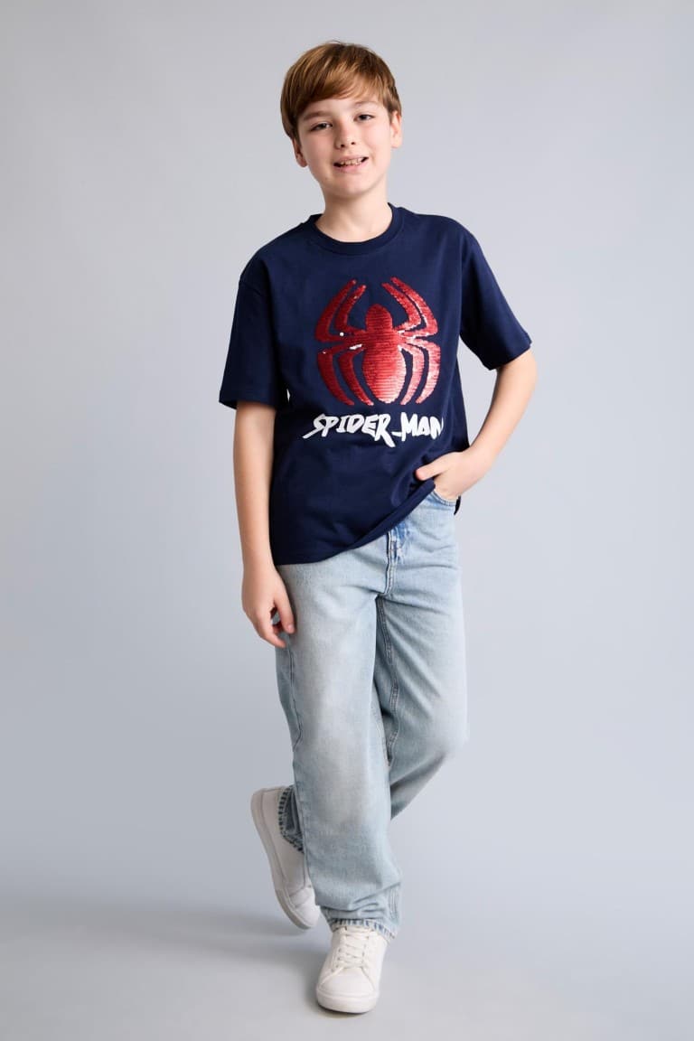 Boys Loose Fit Wash Effect Straight Leg Jeans Main image