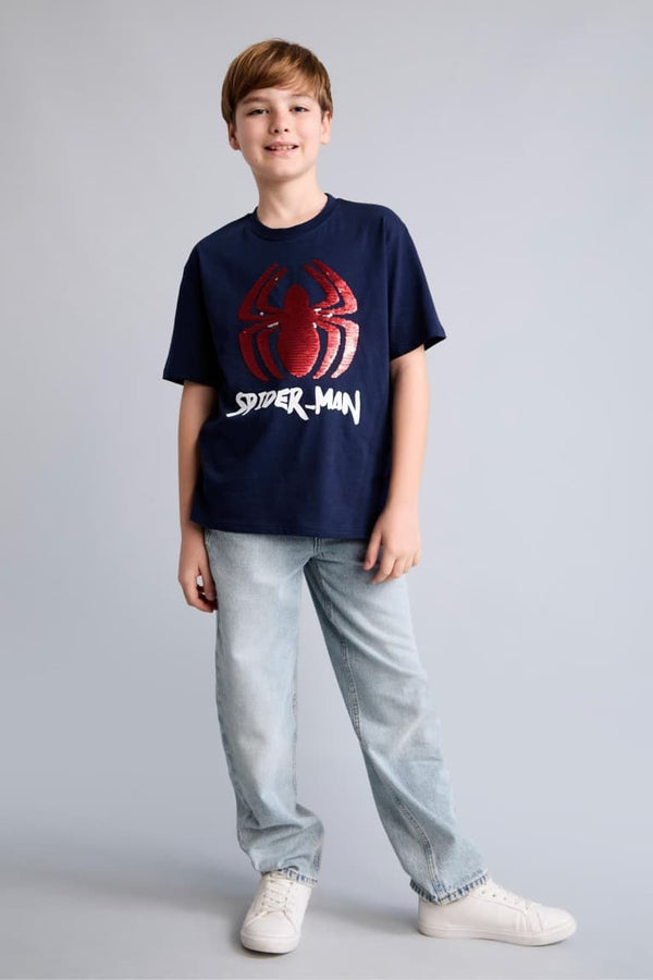 Boys Loose Fit Wash Effect Straight Leg Jeans