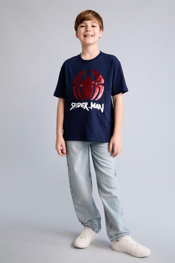 Boys Loose Fit Wash Effect Straight Leg Jeans
