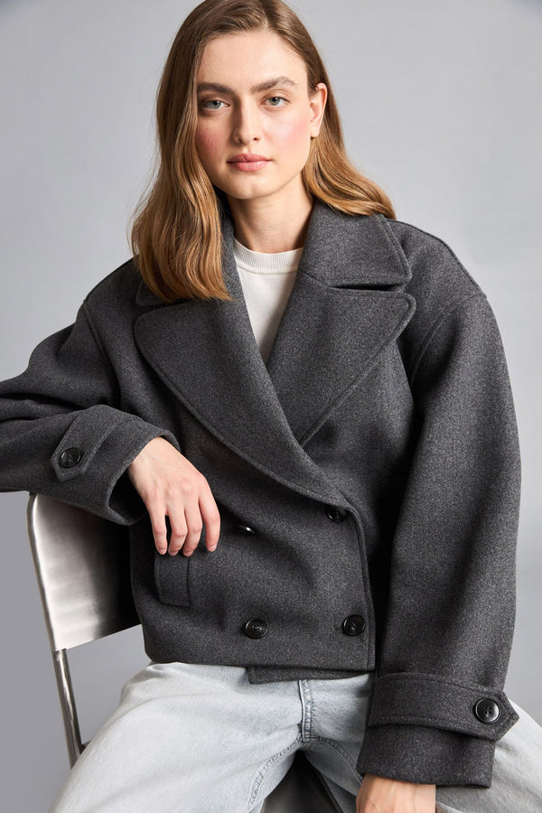 Regular Fit Double Breasted Short Cachet Coat