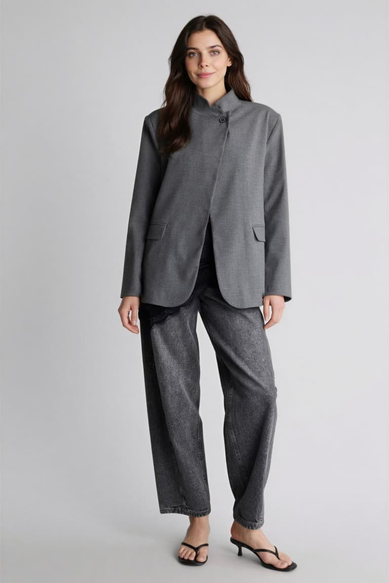 Regular Fitt High Collar Blazer Jacket