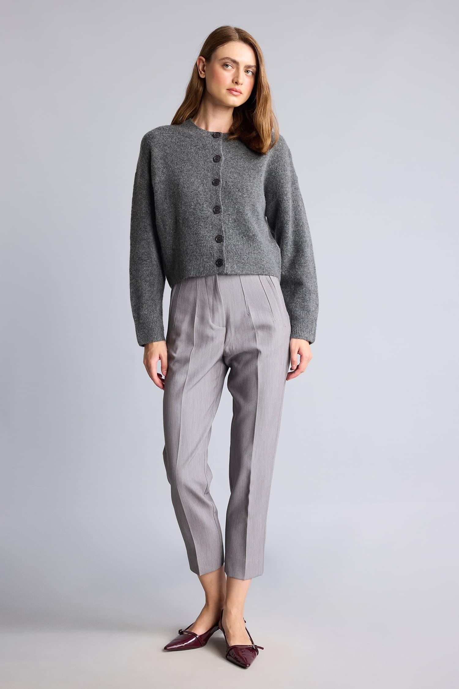 Regular Crew Neck Buttoned Long Sleeve Cardigan Secondary image