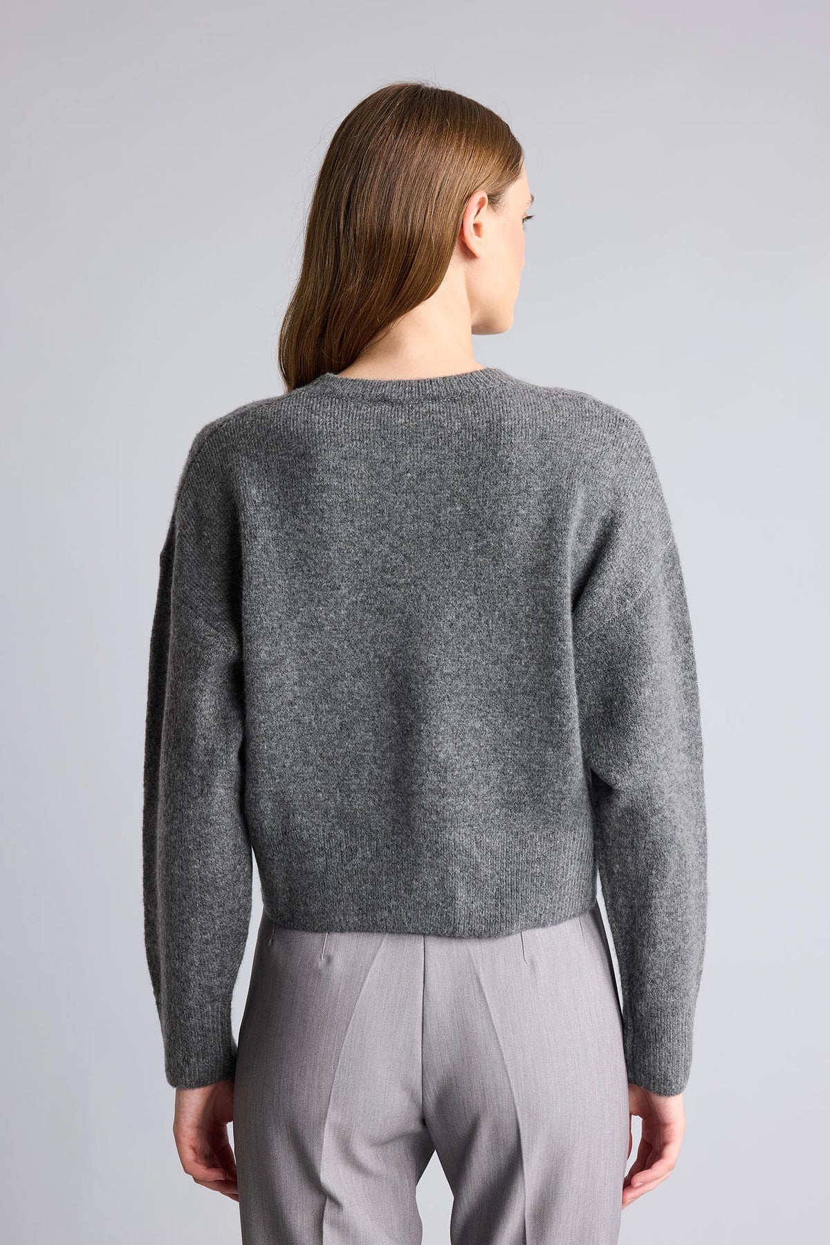 Regular Crew Neck Buttoned Long Sleeve Cardigan