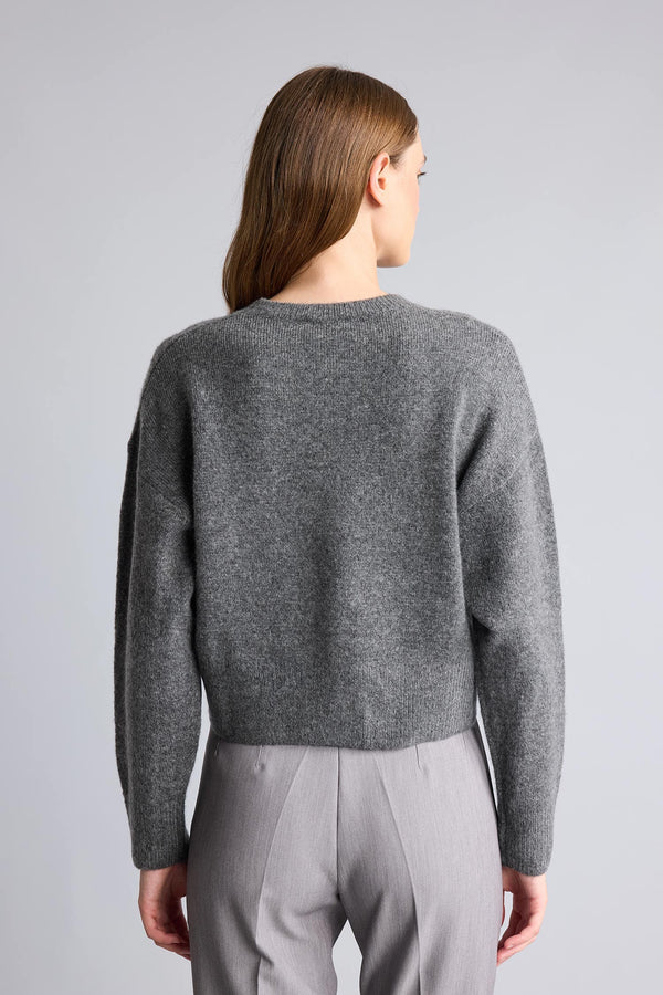 Regular Crew Neck Buttoned Long Sleeve Cardigan