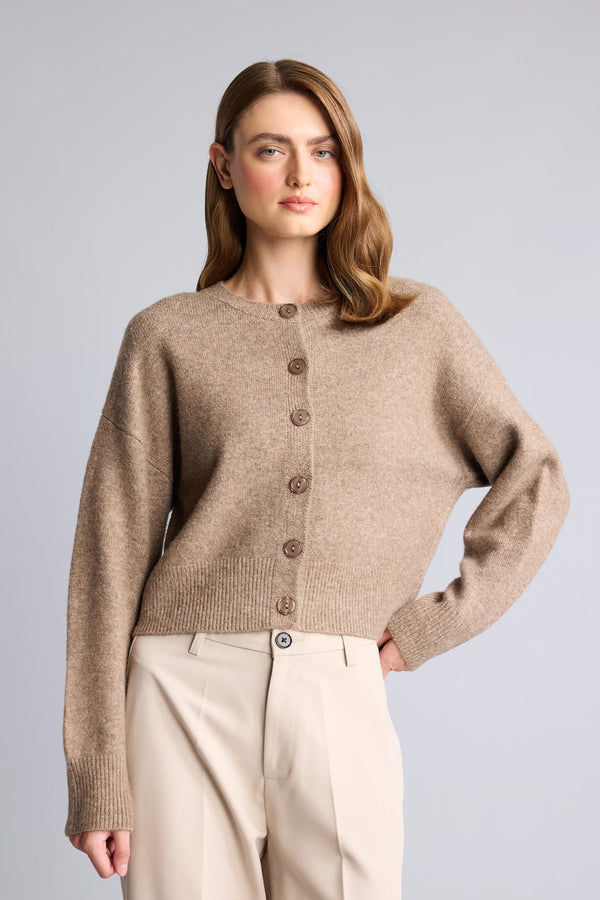 Regular Crew Neck Buttoned Long Sleeve Cardigan