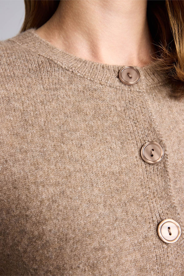 Regular Crew Neck Buttoned Long Sleeve Cardigan