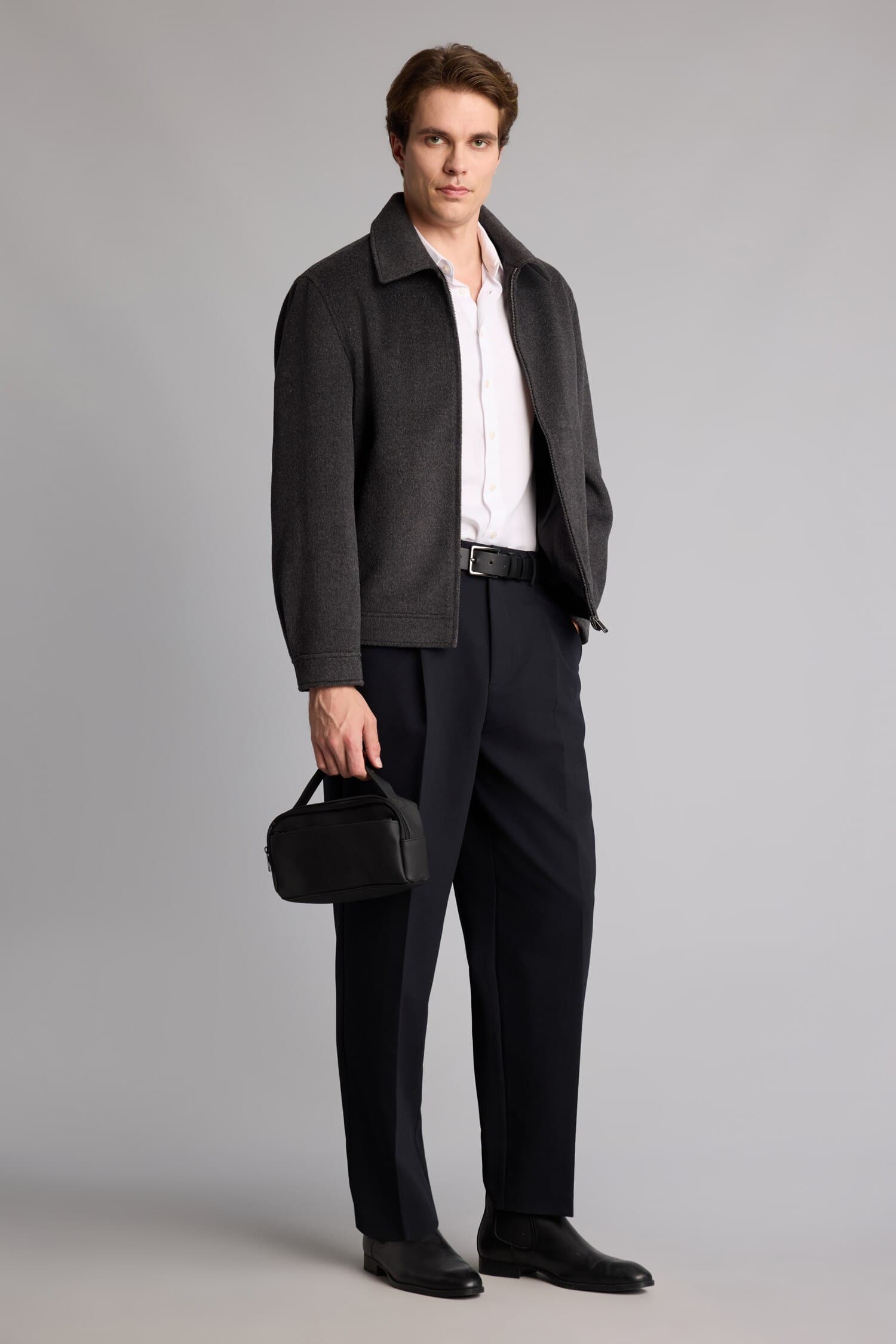 Regular Fit Polo Collar Lined Zippered Cachet Coat Secondary image